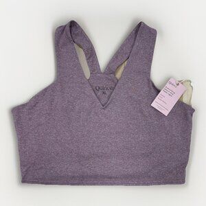 Quince Flowknit Ultra Soft V-Neck Cropped Tank Size XL Heather Rose Built-in Bra